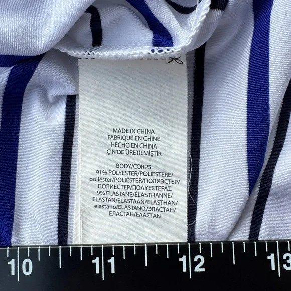 RLX Ralph Lauren Golf Polo Shirt Men Large Striped White/Navy Performance Casual - Picture 6 of 9